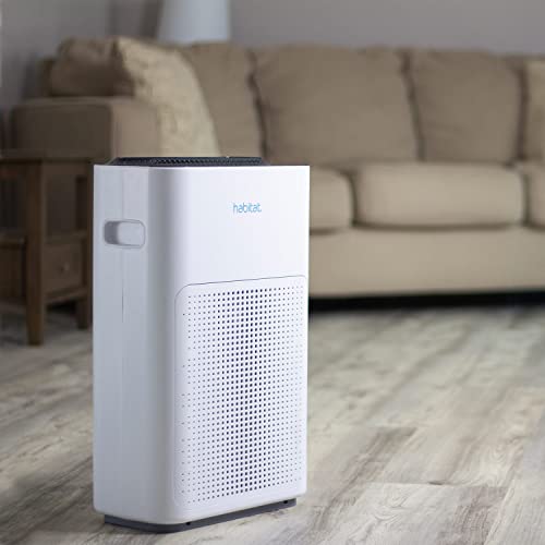 Image of Habitat Medium Room Air Purifier with HEPA 13 Activated Carbon Filtration System, Real-Time Air Quality Monitor and Alert, Whisper Quiet Fan with Three Speeds, Filter Replacement Reminder, White