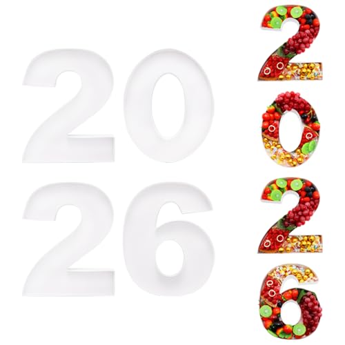 Image of 2026 Cardboard Number Fillable Charcuterie, New Year Eve Graduation Centerpiece Decorations, Set of 4 (White, 15inch)