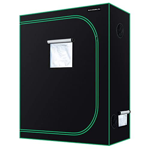 MAXSISUN 4x2 Grow Tent 600D Mylar Hydroponic Indoor Plants Growing Tent with Observation Window and Floor Tray 48x24x60 Grow Cabinet