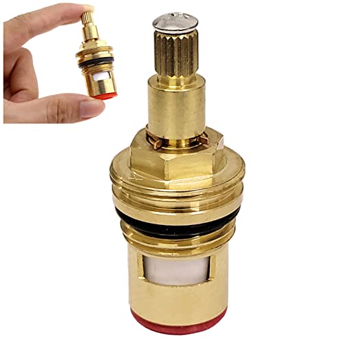Young Wolf Tap Valves Replacement Brass Ceramic Disc Insert Gland Cartridge Cold and Hot Water 1/4 Quarter Turn 20 Teeth G 1/2Inch