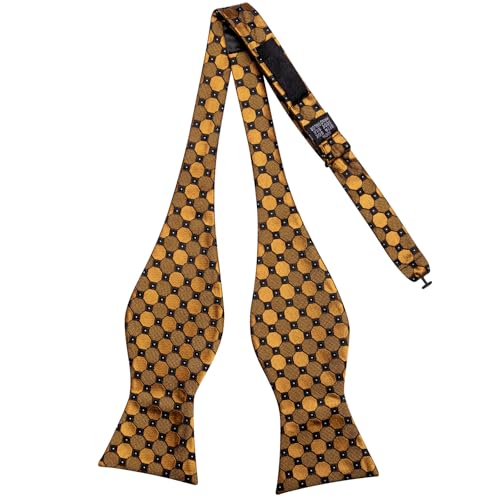 Image of Dubulle Self Tie Bow Ties and Lapel Pin for Men Paisley Solid Mens Bowtie and Handkerchief Cufflinks Set Wedding