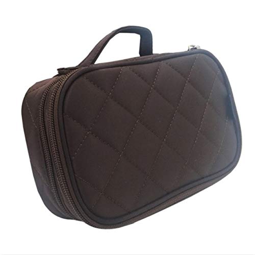 Preisvergleich Produktbild CPTTKI Kosmetiktasche Doppel Multifunktions Damen Mit Spiegel Beauty Make-up Aufbewahrungstasche Tragbare Handtasche Braun