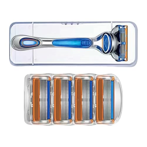 Maquinillas De Afeitar Para Hombre - Recortadora Facial Con 4 Repuestos,Juego de Precisión para Afeitado en y Húmedo, Estilizado de Bigote y Cuidado de Barba