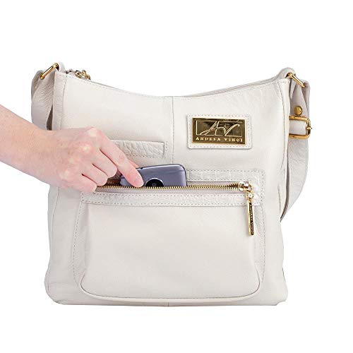 Bolsa tiracolo grande em couro Denise - Marfim