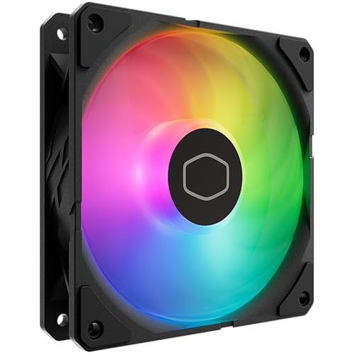 Cooler Master SickleFlow Edge 120 ARGB - Ventilador PC 120 mm (690~2500 RPM, PWM), Alto Flujo de Aire (70,7 CFM) y Presión Estática (3,61 mmH2O), ARGB Gen2, Máximo 32,8 dBA - Negro