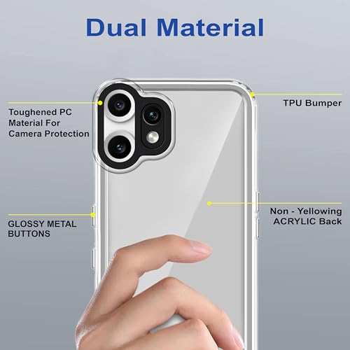 Image of amazon basics Back Case Cover for CMF by Nothing Phone 2 Pro | Compatible for CMF by Nothing Phone 2 Pro Back Cover | Case Cover with Camera Protection | (TPU + PC | Transparent)