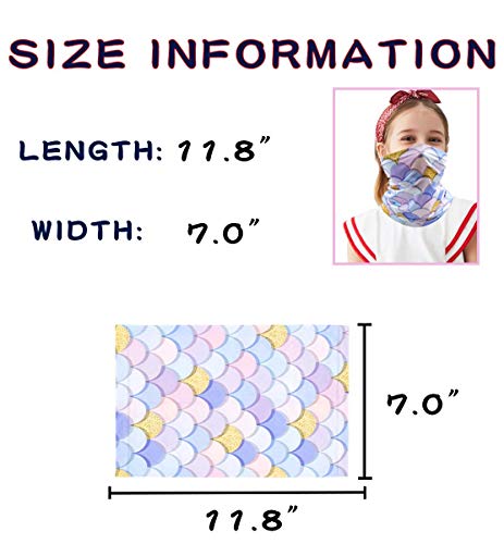 Kids Neck Gaiter Balaclava, Face Cover Bandana, Mask Toddler Half Face Protective Reusable Infinity Scarf, Headwear for Softball. Gifts for Girls. Pink Princess Colorful Mermaid