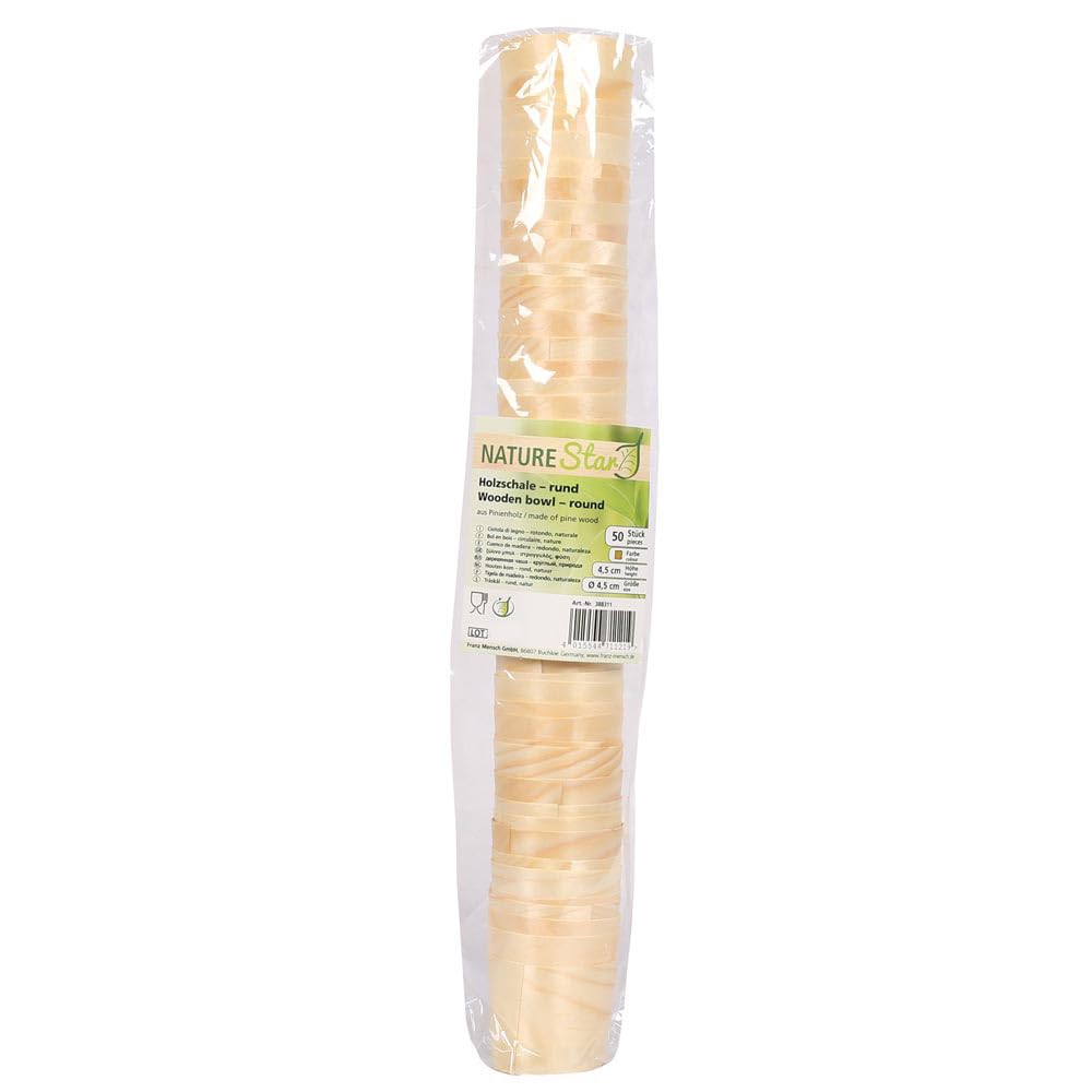 FRANZ MENSCH 500 Stück NATUREStar Fingerfood-Schalen, rund | Holz, Karton, natur, H: 4,5cm, Ø: 4,5cm, Fingerfood-Schalen, Holzschalen, Einwegschalen
