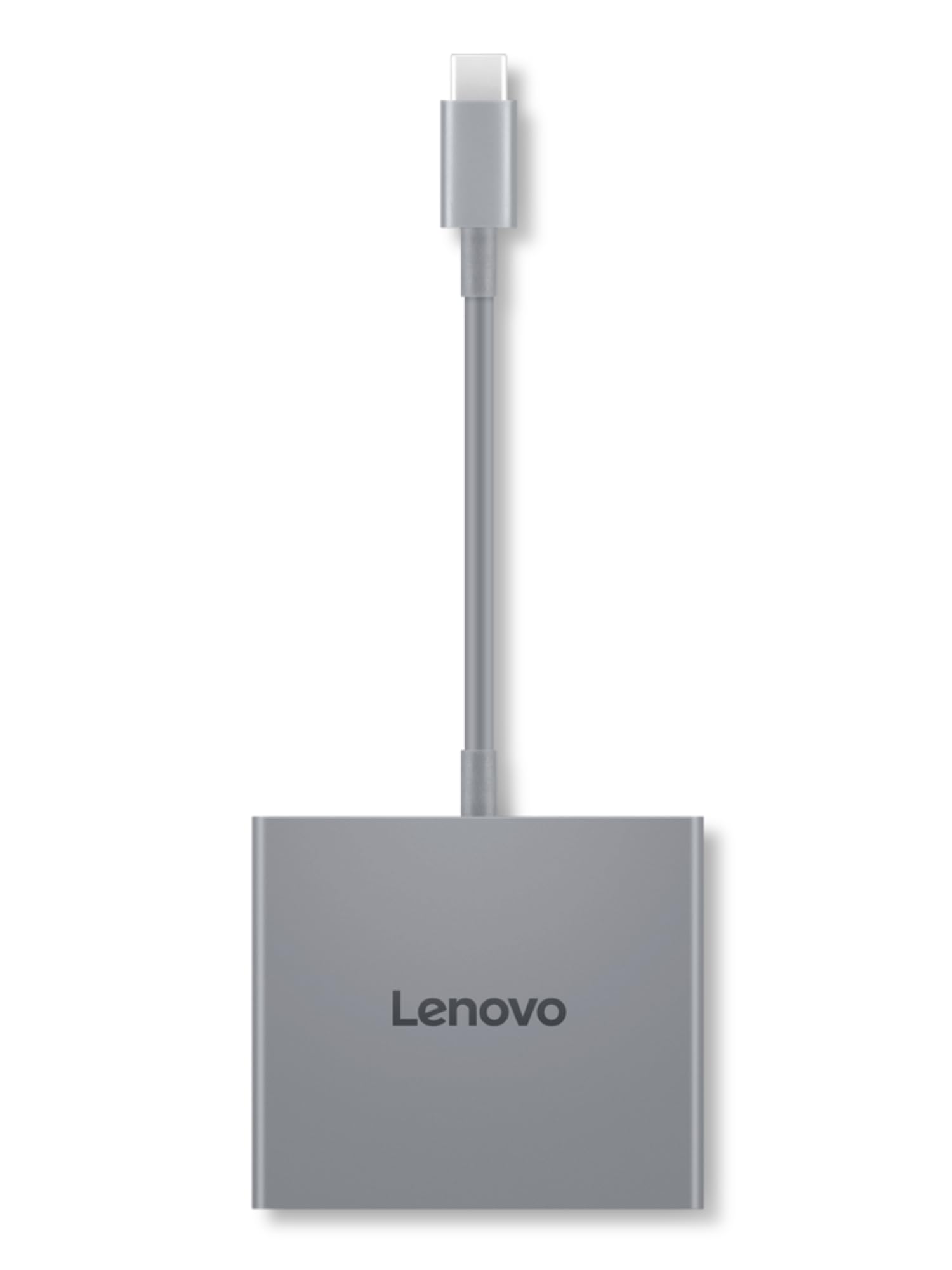 Lenovo Lenovo Hub de Voyage USB-C 4 en 1 avec câble intégré, 1 HDMI 4K @ 60 Hz, 2 Ports USB-A 3.2, 1 Combo de 3,5 mm, Portable, Compact, Haute Vitesse pour Ordinateurs Portables PC - Gris