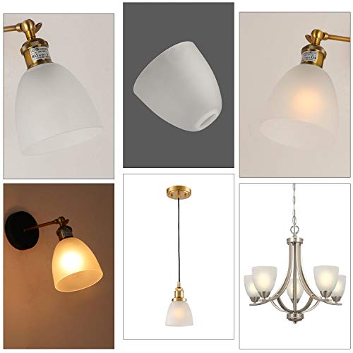 Image of Giluta 4 Pack Bell Shaped Glass Shade Frosted Light Fixture Shades Replacement for Ceiling Fan Light Wall Light,Lipless with 1-5 /8-inch Fitter Opening