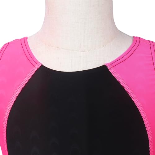 Image of Kids Girls Athletic Swimsuit One Piece Solid Swimwear for Practice and Competition in Black and Navy Bathing Suit