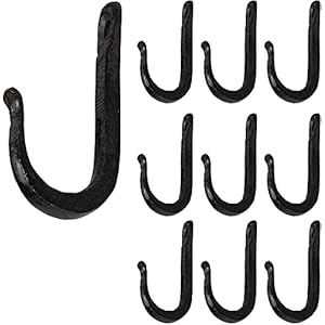 Rustic State Vagon Wall Mount Cast Iron Hooks Coat Towel Bag Hat Hanger Multiuse Entryway Railroad Spike Rack Black Set of 10