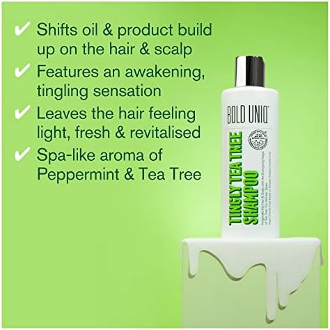 Tea Tree Shampoo - For Itchy & Dry Scalps - Energising Peppermint & Tea Tree Oil Formula for Men & Woman. PETA-approved, Vegan & Cruelty-Free. Sulfate & Paraben Free 237ml