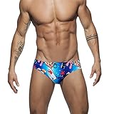 ORANDESIGNE Badeslip Herren Eng Hosen Badeshorts Kurz Druck Schwimmhose Stretch Slips Sexy Schnelltrocknend Schwimmshorts Badepants Sommer Shorts Badehose Strandkleidung A-03 L