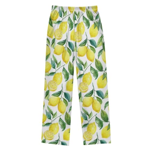 Pajama Bottoms, Pajamas Long Pant Fruit Lemon Watercolor Lounge Wear Casual Sleep Pants Soft Pjs Sleepwear2