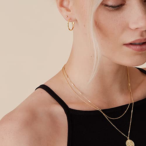 Image of PAVOI Gold Hoop Earrings for Women, 14K Gold Plated Paddle-Back Hoops
