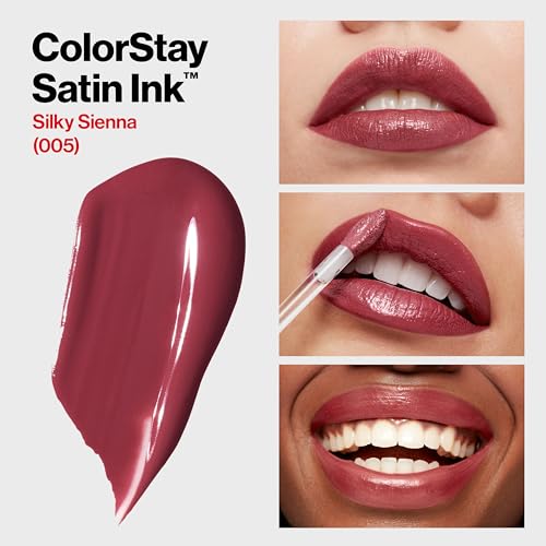 Image of Revlon ColorStay Satin Ink Liquid Lipstick, Longwear Rich Lip Colors, Formulated with Black Currant Seed Oil, 005 Silky Sienna, 5 ml