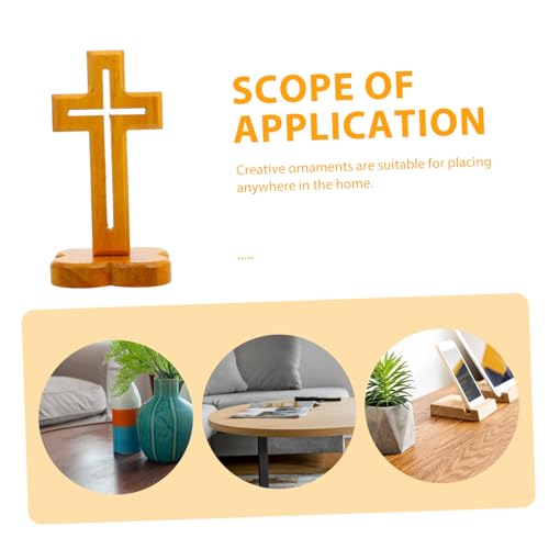 Cruz de madera hecha a mano PRETYZOOM para decoracion religiosa del hogar 7