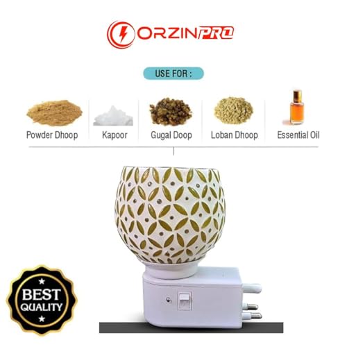 Image of Electric Kapoor Dani with Auto Cut-Off | Smokeless Camphor Burner with Night Lamp | Glass Aroma Diffuser for Home, Mandir & Pooja Room | Loban Dhoop Dani | Spiritual Fragrance & Meditation Decor