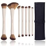 Makeup Brushes, Dual End Makeup Brush Set 7 Pcs, Foundation Contour Powder Concealer Eye Shadows Blush Make Up Brushes, Travel Gift Set, Cruelty-Free