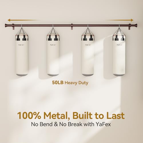 Image of YaFex Curtain Rods 2 Pack 32-57 Inch, Heavy Duty 1 Inch Curtain Rod, Bronze Short Adjustable Window Treatment Rods, Modern Design, Easy Installation