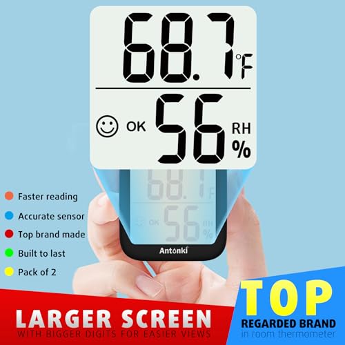 Antonki ATHM011A Room Thermometer For Home, 2 Pack Digital Temperature And Humidity Monitors thumb #2