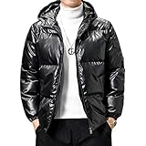 [Donahutt03] ダウンコート メンズ ダウンジャケット ジャケット 冬コート 光沢感 ショートジャケット ブラック アウトドア フード付き ブルゾン アウター 中綿ジャケット 厚手 防寒着 保温 防風 冬服 秋冬 メンズファッション 紳士用 S