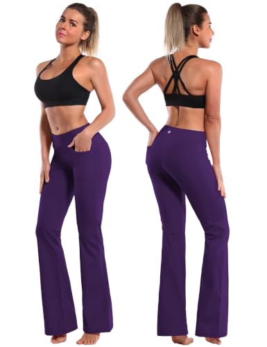 Image of BUBBLELIME Women Out Pockets High Waist Bootlegs Tummy Control Yoga Flared