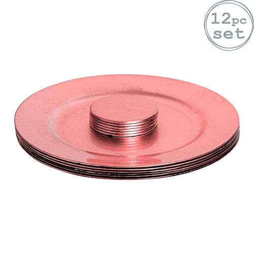 Argon Tableware Cargador por Menos de Placas y Posavasos Juego En Oro Rosa - Conjunto de 12 (6 Cada uno)