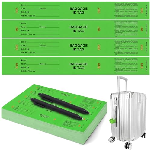 Feifeiya 1000 Hotel Luggage ID Tags with Transfer Tape on Back Paper Baggage Claim Check Tags Numbering from 000 to 999 Baggage Identification for Hotel Suitcase Motel Bag(Green)