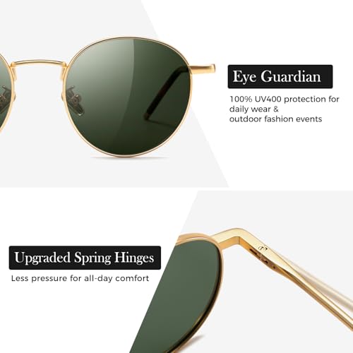 Image of SUNGAIT Ponderable Metal Round Sunglasses for Men Women Classic Vintage Polarized Circle Sun Glasses