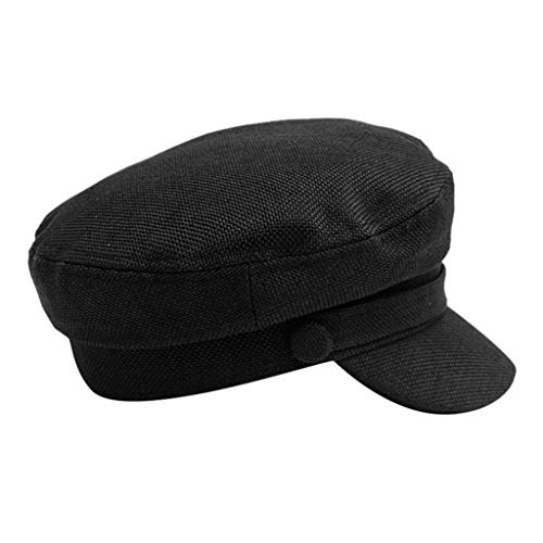Casquette de baseball plate pour homme et femme - Hiver solide - Béret basque - Bonnet de peintre coréen - Jeunes basques - Casquette à visière - Voile, Noir , taille unique