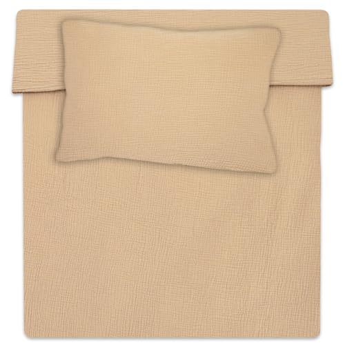 Musselin Bettwäsche Kinderbettwäsche 90x120cm - Baby Musselin-Bettwäsche Set aus Kinder Kissenbezug 40x60 cm und Kinderbettdecke Bezug 90 x 120 cm Baumwolle Babybettwäsche Oeko-Tex-Zertifikat