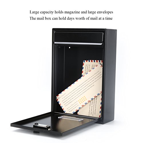 Image of Locking Mailbox Wall Mounted Vertical- Jssmst Mail Boxes with Combination Lock Large Capacity, 12.6 x 8.46 x 3.35 Inch, Black, SM-0601CM,Medium
