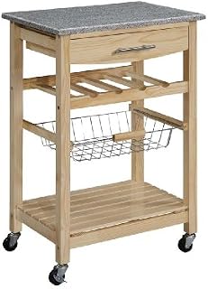 Linon Kitchen Island Granite Top, 33.88" x 22.8" x 15.63", Natural