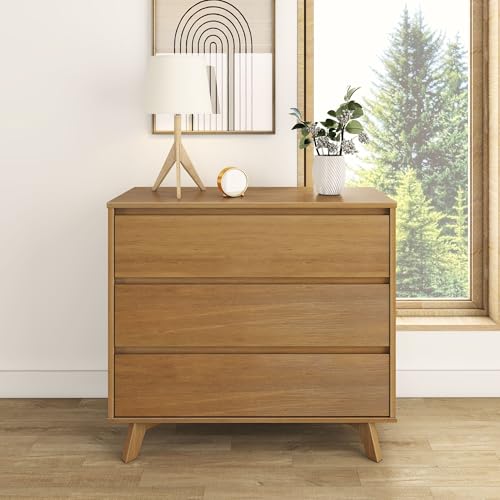 Max & Lily Scandinavian 3 Drawer Dresser, Pecan