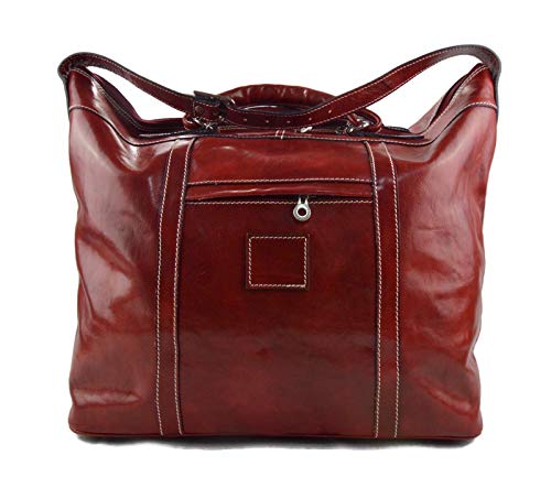 Sac de voyage en cuir véritable rouge pour voyager sans s'encombrer