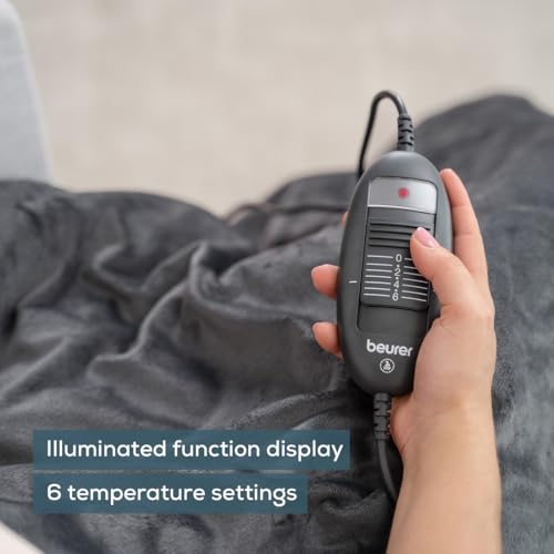 Image of Beurer HD 74 Electric Blanket Limited Edition, Cuddly Heat Blanket with 6 Temperature Levels, Safety System and Automatic Shut-Off, Machine Washable, Taupe