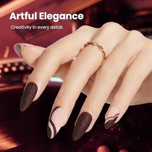 Image of Beetles Glitter Gel Nail Polish - 15ml Stay Shining Hazelnut Brownie Gel Polish Holographic Glitter Nail Art Uv Led Home Salon Long-Lasting Soak-Off Gel Gift for Women