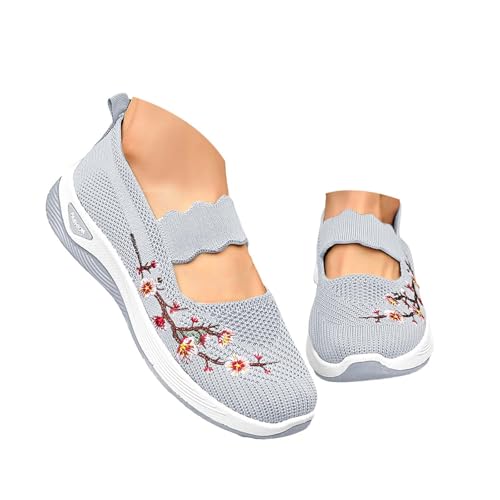 2026 Zapatos Ortopédicos Mujer Verano con Malla Zapatillas Comodos Ligeros sin Cordones Deporte Zapatillas Ortopédicas de Plataforma Transpirables Antideslizantes Soporte de Arco Sandalias Caminar