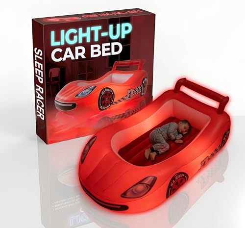 Air Candy Sleep Racer Comfy Cruiser – Lit gonflable à DEL rouge pour enfants de 2 à 6 ans