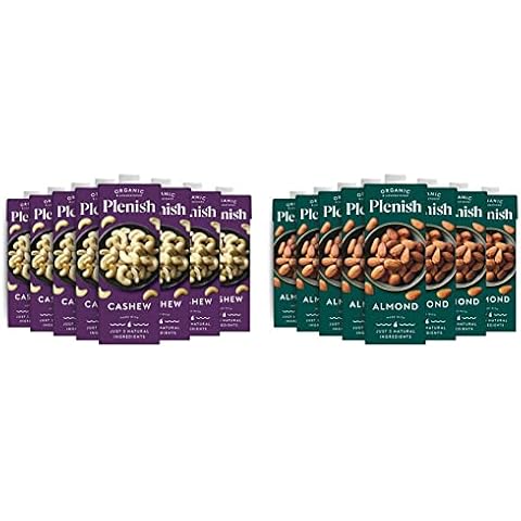 Plenish Organic Unsweetened Cashew Milk (8 x 1 Litre) & Unsweetened Organic Almond Milk 1L (8x 1Litre) Cover