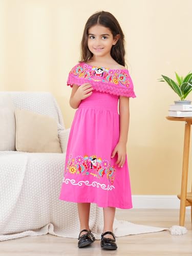 Image of Mexican Dress for Girls Traditional Vestidos Mexicanos Cinco de Mayo Embroidered Dresser Toddler Kids