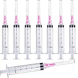 100 Pack 10ml/cc Plastic Luer Lock Syringa with 18Ga and Cap, Individually Sealed Wrapped, for Scientific Labs, Measuring Liquid, Refilling Cartridges or Glue Applicator