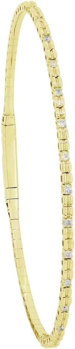 Yellow Gold 0.24 Ct Round Diamond Bangle(GH Color, I1 Clarity)