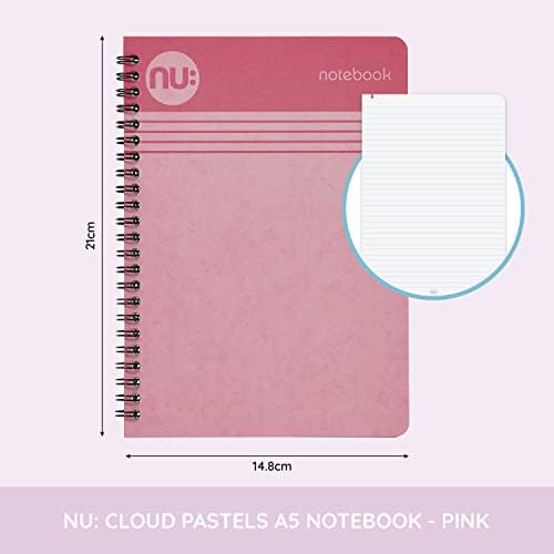 NU Notebooks - Cloud Pastels Range - A5 Pink Notebook - Wirebound Notebook - 110 Pages (NU004110-FSC)