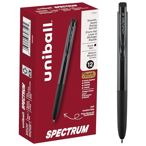 Image of uniball Spectrum Retractable Gel Pens, Medium Point (0.7mm), Black Ink, 12 Pack