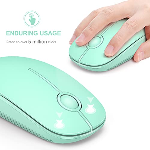 Image of VssoPlor Wireless Mouse, 2.4G Slim Portable Computer Mice with Nano Receiver for Notebook, PC, Laptop, Computer (Mint Green)