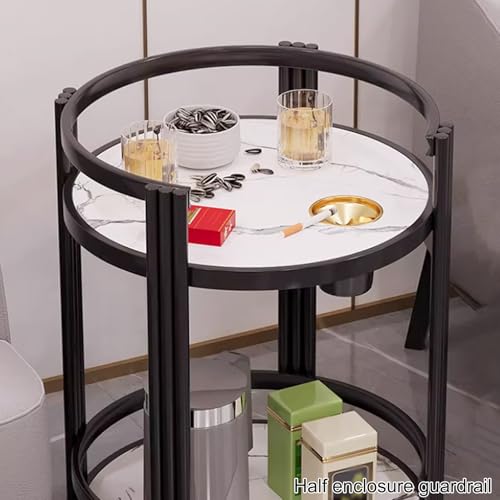 Table d'appoint ronde salon chambre gain de place avec double plateau - 6