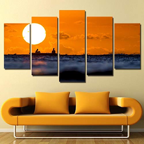 Tableau mural photo motif bateau soleil impression sur toile